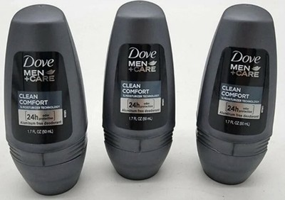 Dove Men Care Clean Comfort Roll-On Deodorant Aluminum Free, 1.7 oz, (3)
