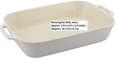 Staub Rectangular Ceramic Gratin Dish ? Ivory White New