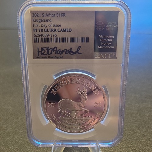 2021 South Africa Krugerrand PF70 FDOI π₯(POP 500)π₯ Mamabolo Signed