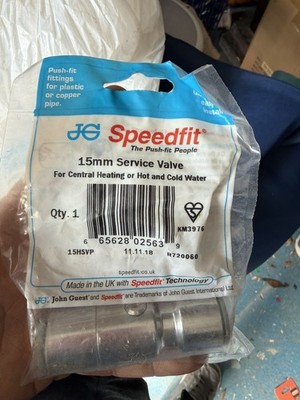 John Guest Speedfit 15mm Serviceventil 15HSVP Messing verchromt Steckrohr