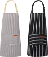 2 Pack Kitchen Aprons, Apron for Cooking with 2 Pockets, Unisex Adjustable Neck