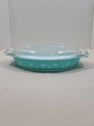 Vintage Pyrex Snowflake Casserole Dish 1.5 Qt Turquoise W/Lid