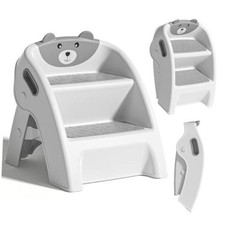 TPN Toddler Step Stool for Bathroom Sink and Potty Training Durable Anti Gray