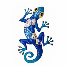 2 St&uuml;ck Metall Gecko Wandbild 3D-Look Echsen Wanddekoration handbemalt f&uuml;r Au&szlig;en