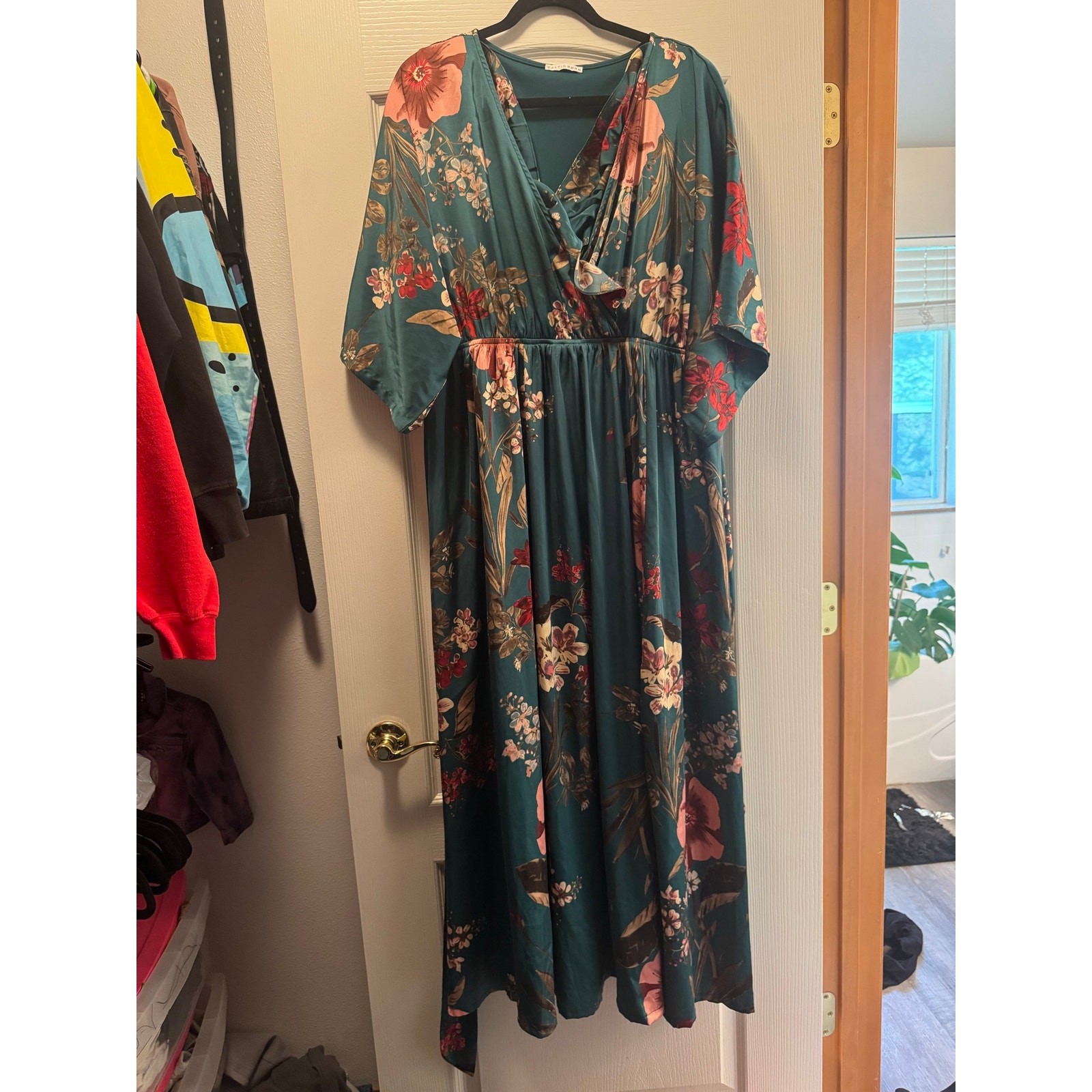 Baltic Born Deep Green Floral Maxi Dress with Flutter Sleeves