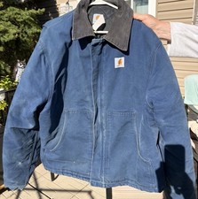 Vintage 90's Carhartt Jacket Denim Blue JQ1802 Size 50 Made in USA