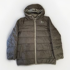 Under Armour Jacket Youth Boys Black Full Zip Hood Cold Gear Loose Fit Large