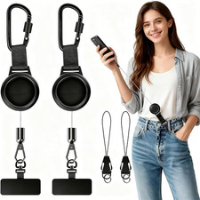 2 Pack Anti-Theft Phone Tether, Retractable Phone Lanyard with Steel Cable, Lock