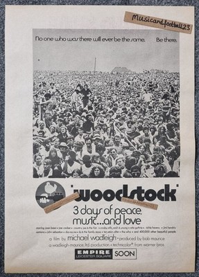 1970 WOODSTOCK 3 days of peace love and music RS MOVIE ADVERT 17''x12'' 43x30cm EX