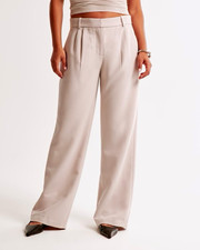 Abercrombie  Fitch Beige Pleated Wide-Leg Pants Size 26 Long Sloane Curve Love