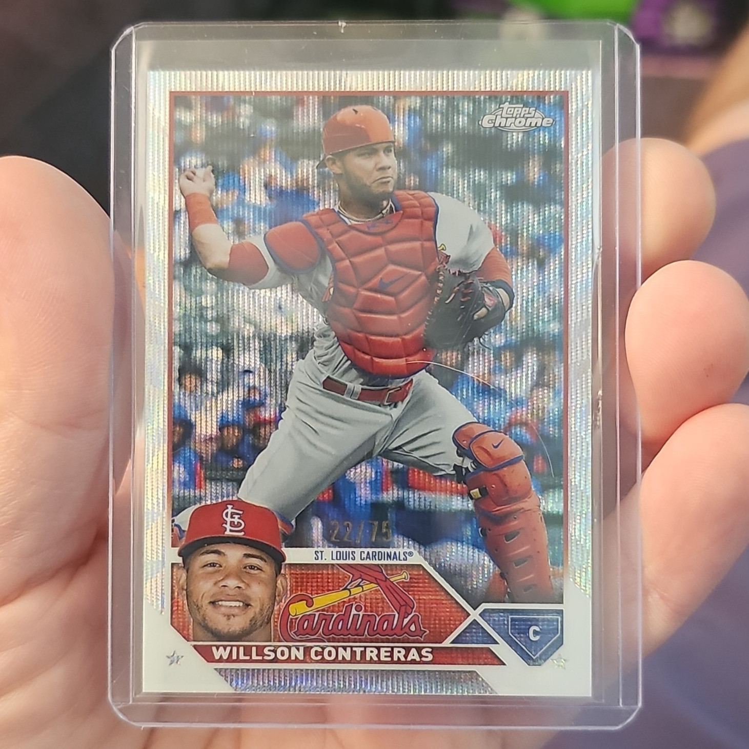 Topps 2023 Topps Chrome Willson Contreras Blue Wave Refractor #139 /75 STL