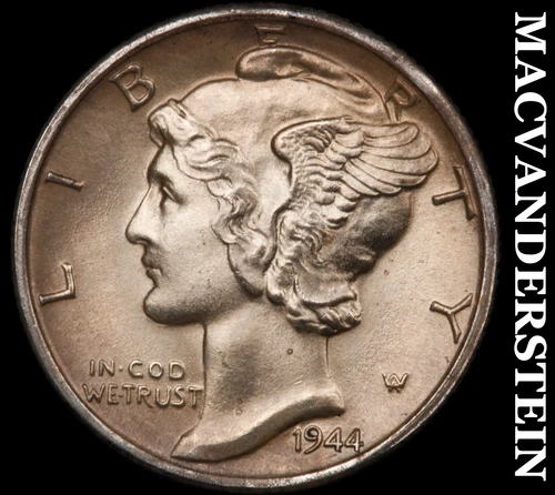 1944-D Mercury Dime- Full Split Bands Choice Gem Brilliant Unc++++ Luster #i2027