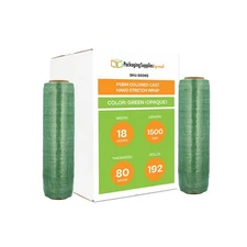 192 Rls 18"x1500' (80 Gauge) Bundling Stretch Film Hand Shrink Wrap, Dark Green