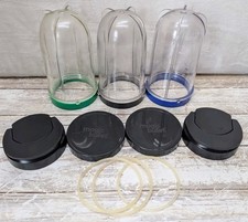 Magic Bullet Blender Set of 3 Clear Party Mugs Cups with Colored Rings  More