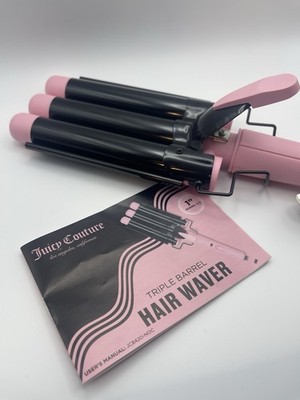 Juicy Couture Triple Barrel Hair Waver 1'' Pink Open Box Never Used Ceramic
