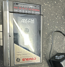GE 3-5470A AM/FM Stereo Portable Cassette Player Battery Operated Black