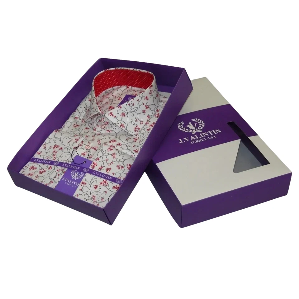 Men Shirt J.Valintin Turkey Usa All Egyptian Cotton Axxess Style 3325-01 Red - Image 4 of 4