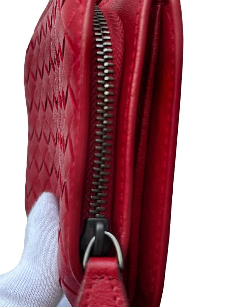 Bottega Veneta Intrecciato Leather Red Wallet, Bifold, Excellent Condition Japa thumbnail 14