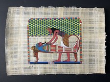 Framed Hand-Painted Egyptian Papyrus - Facsimile #1 Book of Abraham / Anubis Embalming Scene — listing 4