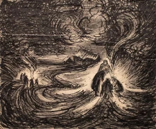 People campfire unknown ink drawing o.J.