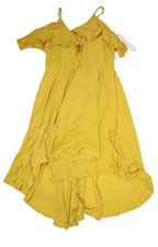 Lulus Dress Womens XL Yellow Maxi Formal Gown Sleeveless Ruffle Polyester New