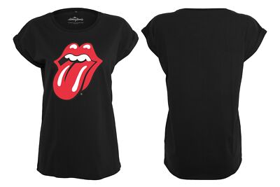 Merchcode Damen T-Shirt Rolling Stones Tongue Tee Frontprint Übergrößen