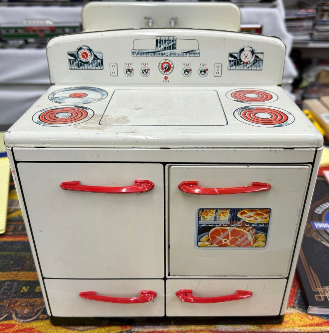 Marx Metal Stove, Retro Tin Metal Oven Range, Vintage Child's Kitchen Play Toy