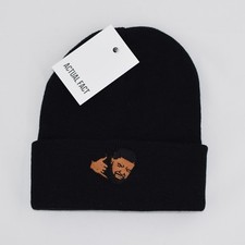 Actual Fact Drake Hotline Bling Embroidered Hip Hop Roll Up Black Beanie Hat 