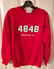 Sz Medium: Red Snowshoe WV 4848 varsity letter custom sweatshirt