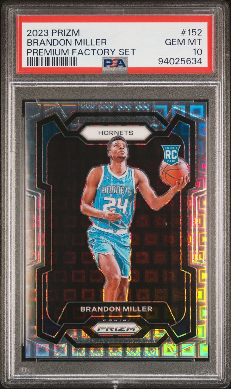 2023-24 Panini Prizm Brandon Miller #152 Premium Pandora 002/150 PSA 10 Rookie