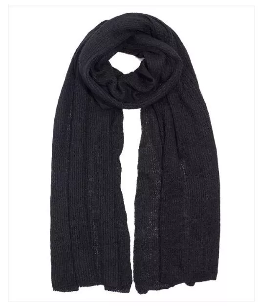 ECHO NEW YORK featherweight ribbed knit oversized women's scarf wrap - BLACK