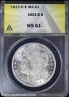 1921-D $1 Morgan Silver Dollar ANACS MS 61 | Uncirculated UNC