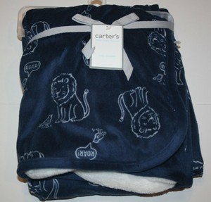 New Carter S Boys Soft Fleece Blanket Lion Animal Print 40 X 30 Nwt Navy Blue Ebay