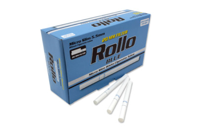 Rollo BLUE Micro Slim 5.5mm Empty Filter Tubes 20mm filter long 2x200  (400ct.)