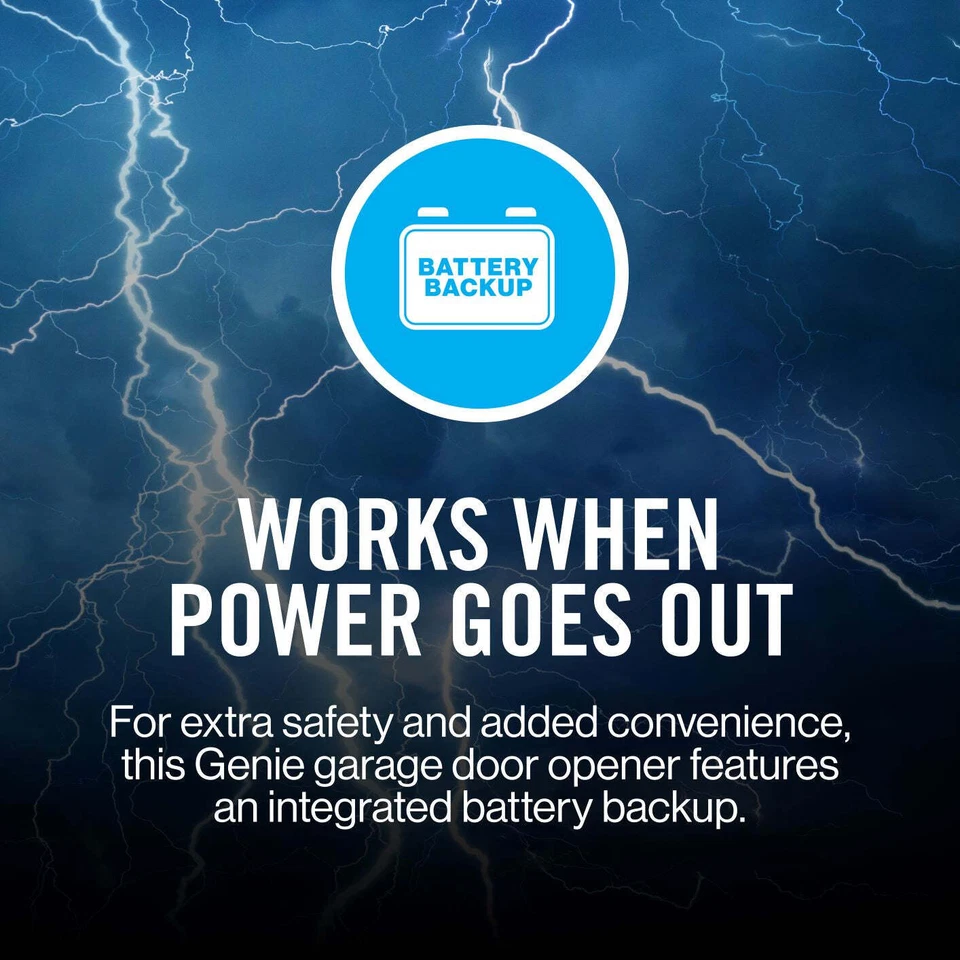 Abridor de puerta de garaje de montaje en pared Genie 6072H-B con batería de respaldo Foto 2 de 4