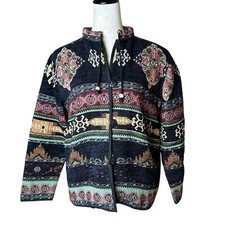 Vintage 90's Flashback Boho Tapestry Jacket S  Boho Southwestern Wearable Art