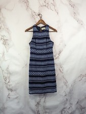 Eliza J Dress Womens XS 0 Blue Tank Racerback Striped Lace Sleeveless Mini Zip