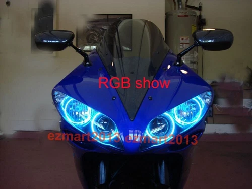 for Yamaha YZF R1 04-08 headlight RGB LED halo ring multicolor DRL BT APP lamp