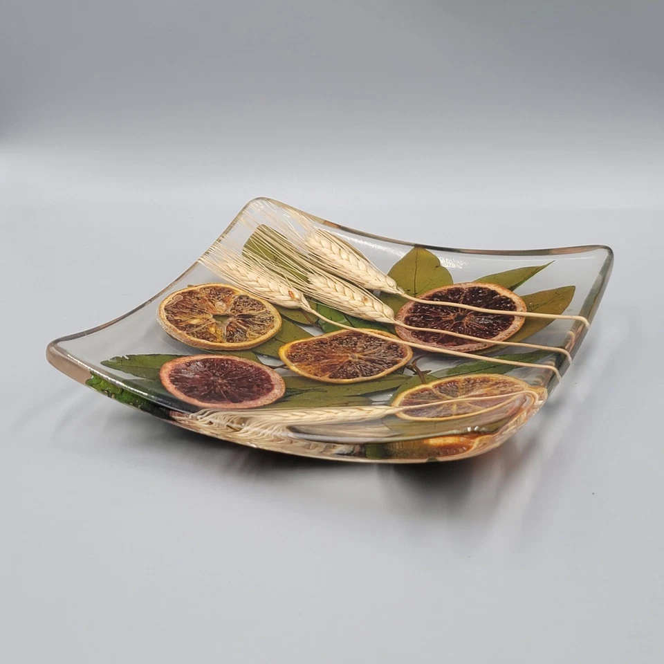 Centro de mesa de acrílico de resina Riccardo Marzi bandeja trigo naranja toscana Italia EC 7 pulgadas Foto 2 de 4