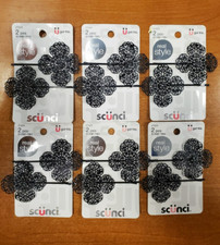 6 Packs of 2: Scunci Real Style Flower w/ Stones Bobby Pins, Black 5249 R8P8a