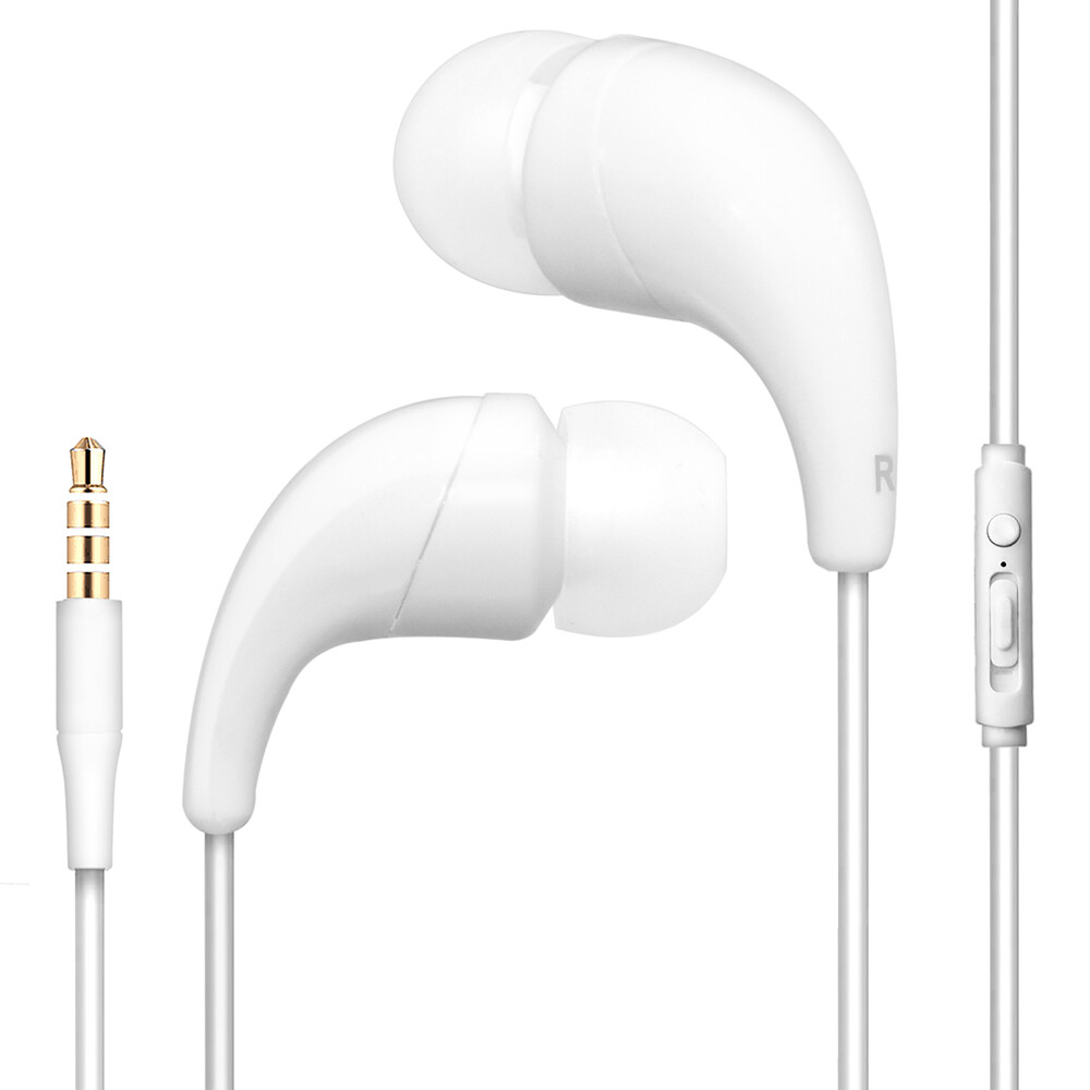 White Color Earphones Handsfree Remote Control with Mic
