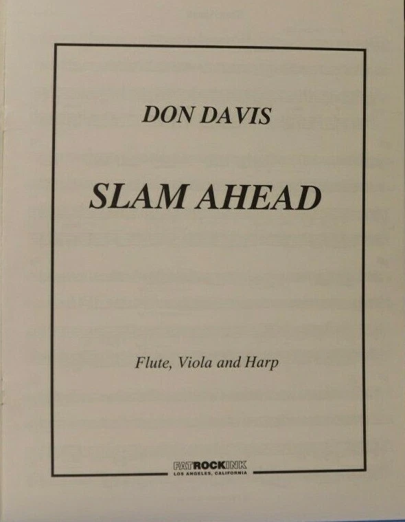 Flute, Viola & Harp: Slam Ahead by Don Davis New Unplayed publisher price $16.00 - Image 4 of 4