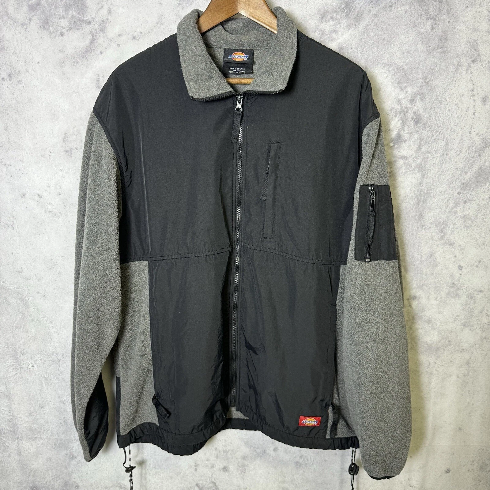 Dickies Softshell Fleece Jacket Mens Large Black Gray Full Zip
