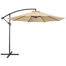 10 Ft Patio Offset Umbrella Cantilever Hanging Umbrella with Crank & Cross Base