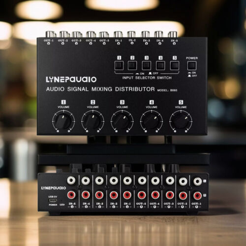 Mini 5-way Audio Splitter Stereo Switcher Box Sound Mixer for Club/StudioTw