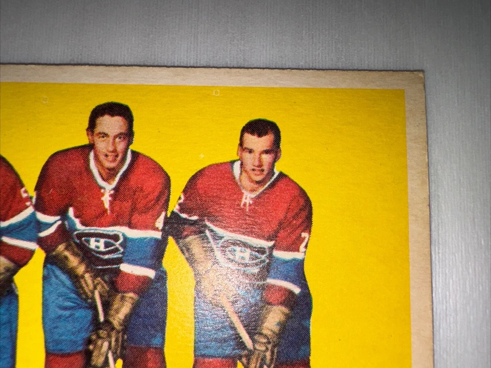1960-61 Jean Beliveau Boom Geoffrion Don Marshall #59 Parkhurst Hockey Card - Image 3 of 4