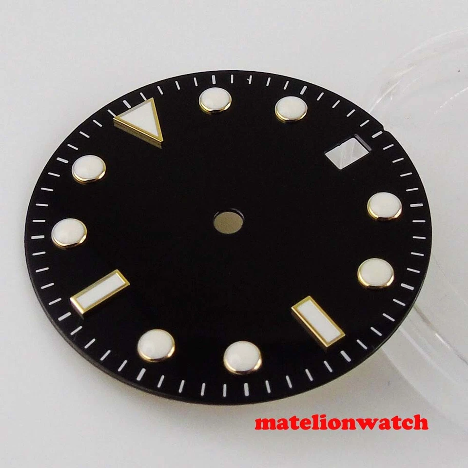 ESFERA RELOJ 28,5 mm negra estéril ajuste movimiento NH35 NH36 azul esfera luminosa marcas Foto 3 de 4