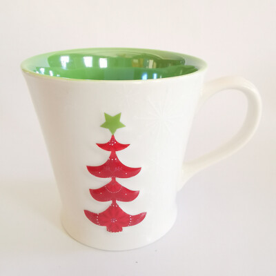 STARBUCKS  2006 . Mug Christmas tree Fir-Tree Tannenbaum weiss rot grün MiC