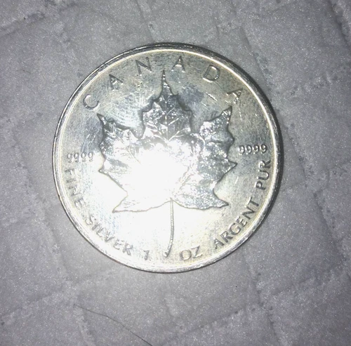1oz .999 pure silver Canadian maple leaf round (item #7)