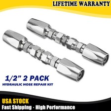 2 Hydraulic Hose Repair Kits - 1/2 ID 2-Wire Hose Reusable Field Repair Fitting